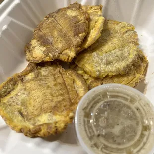 Tostones -- overcooked to the point they were inedible