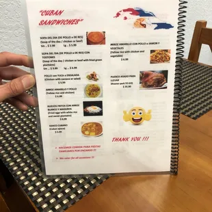 menu