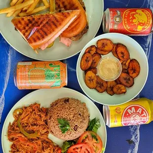 Cubano Sandwich, tostones and ropa vieja