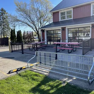 Bike rack and outdoor seating