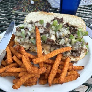 Philly cheesesteak sandwich.