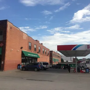 a gas station in a small town