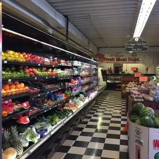 Produce and meat department.