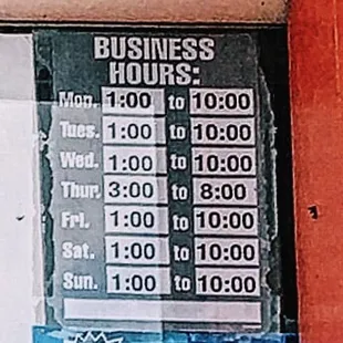 business hours and hours