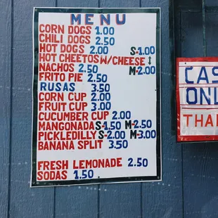 a menu for a restaurant