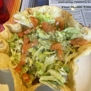 Concha tostada sans cheese and sour cream (special instructions).