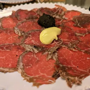 Filet Mignon Beef Carpaccio. $25.00. With aioli and truffle paste.