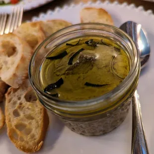 Rustic Tuscan Pate. $11.50. Fresh sage, baguette.