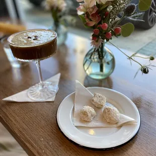 Mexican wedding cookies that come with the coffee