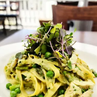 Spring menu spring pea chicken pesto pasta