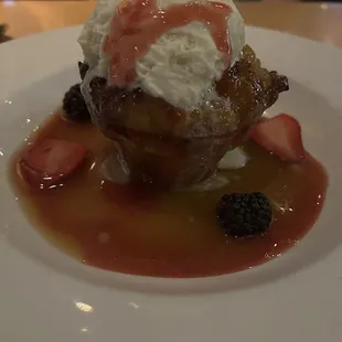 Peach bread pudding