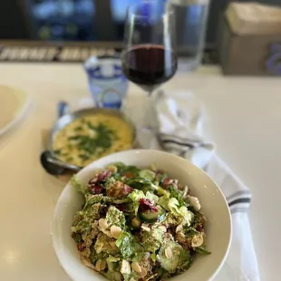 italian chopped and polenta with their happy hour red wine