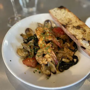 Clam and Squid Ink Linguine