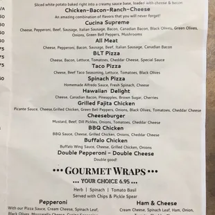 a menu for a restaurant