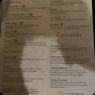 a menu for a restaurant