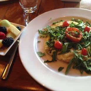 Egg whites with goat cheese and arugula