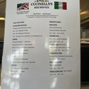 a menu on a table