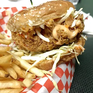 Zinger Burger! 10.99 with fries and drink.