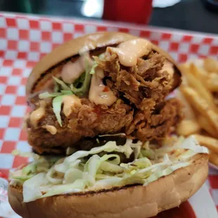 Zinger sando closeup. Soooooo crispy and GOOD good!