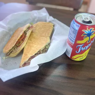 Cuban deluxe sandwich and cola champagne