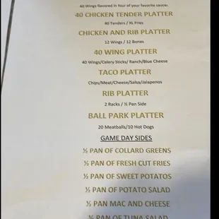 menu