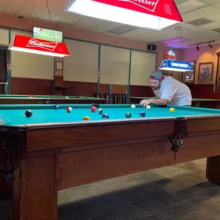 Enjoying a game of pool