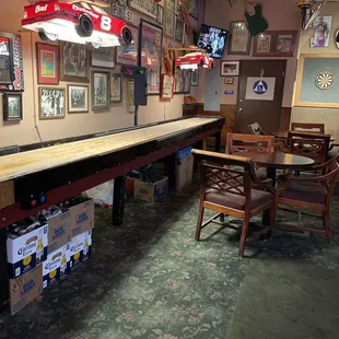 More seating, bathroom, darts.