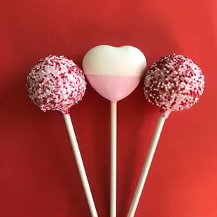 Valentine's Day Cake Pops dipped in chocolate