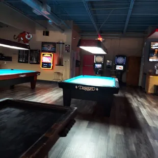 pool tables and arcade machines