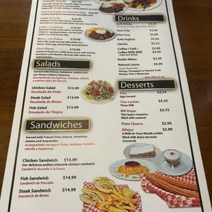 sushi and sashimi, menu