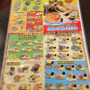 menu