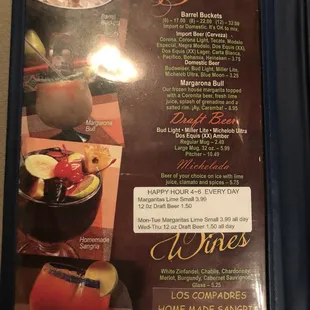 Drink specials as of Apr 2018