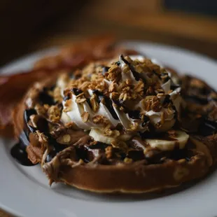 Peanut Butter and Nutella Waffle