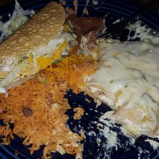 Chicken enchiladas, chicken taco