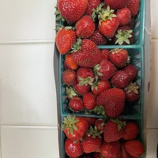 Sweetest strawberries!  We already ate couple handfuls before I took this pic.