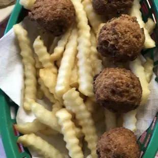 Fries and hush puppies (comes with all you can eat)