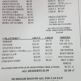 Current menu June 2018