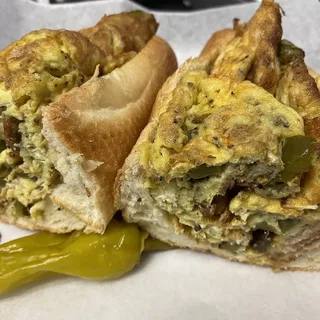 Sausage, Peppers, and Eggs Sandwich