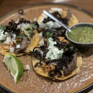 Tacos de fideo con arrachera
