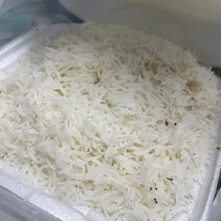 rice in a plastic container