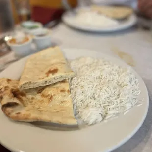 Butter Naan &amp; basmati rice served with each curry