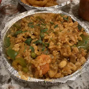 a bowl of rice and vegetables