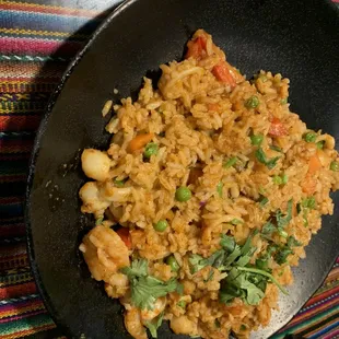 Reminiscent of paella, sans bomba rice.