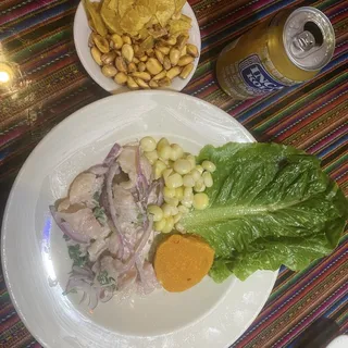 Ceviche with Canchitas & Chifles