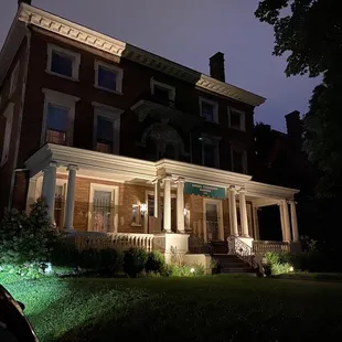 The Mansion all lit at night. Easy to find if you have a late arrival.