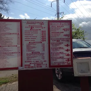 a menu for the restaurant