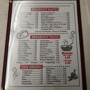 menu