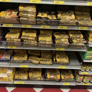 shelves of food