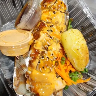 a close up of a container of food