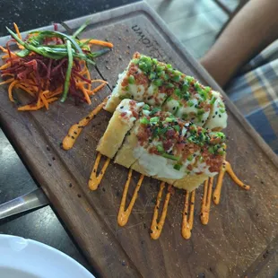 The norteno sushi roll is so good!! Not giving Japanese flavor profiles, definitely a Mexican spin but shockingly so good!